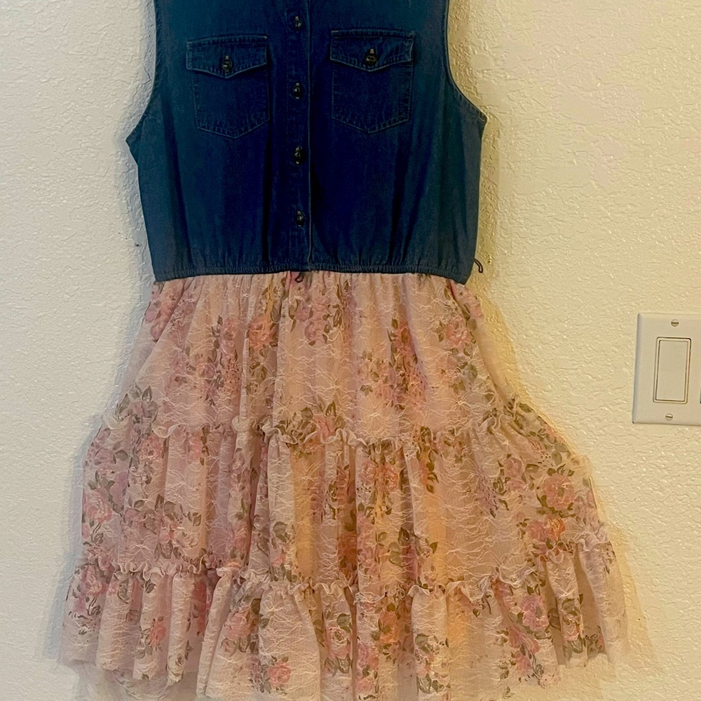 Denim and lace girls dress size 16